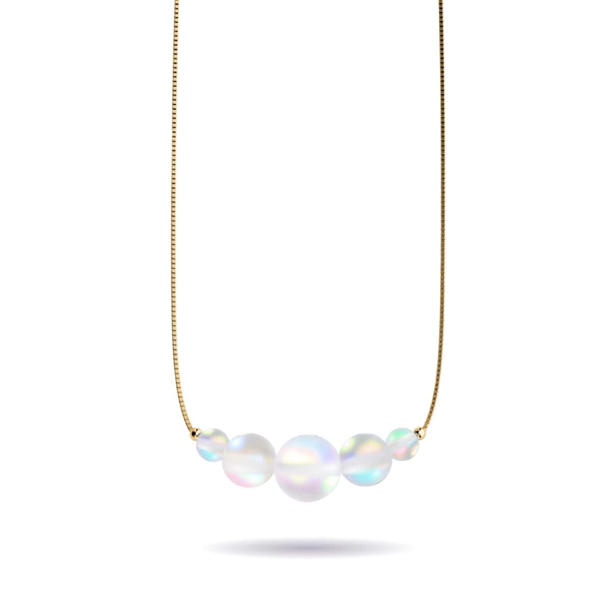 Regenbogenweiß | Gold Vermeil | Meerjungfrau Glas Unendlichkeitsverschluss Halskette